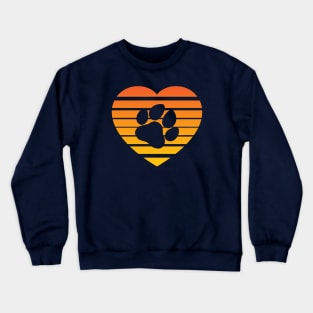 Dog Paw Heart Valentine - Orange Gradient Crewneck Sweatshirt